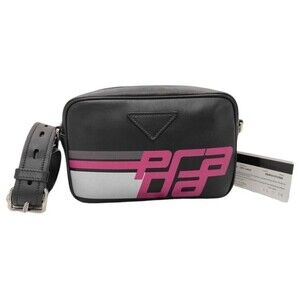 Prada Shoulder Bag Leather Black Pink Tones Accessories